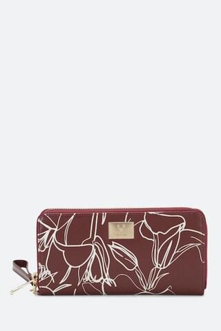 red print work polyurethane women wallet