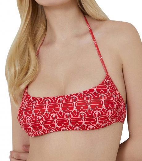 red printed bikini top