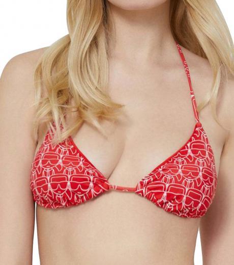 red printed bikini top