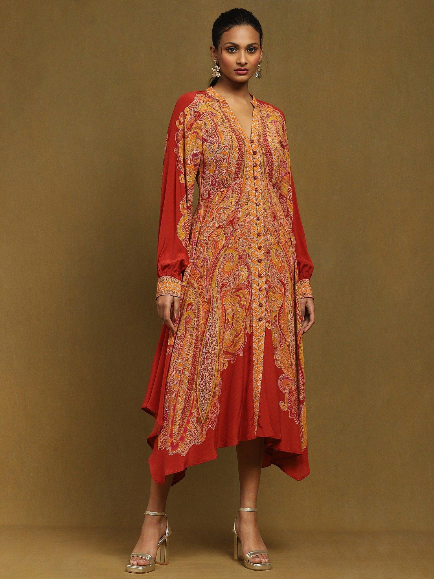 red printed boukhara dress