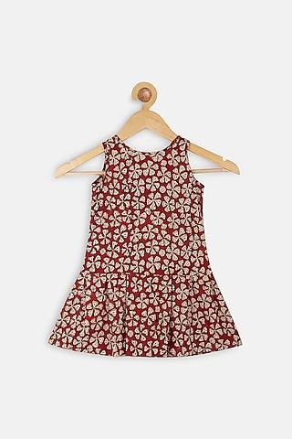 red printed dress for girls