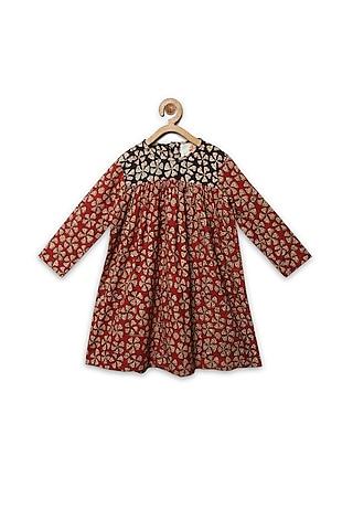 red printed floral dress for girls