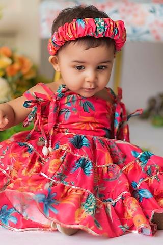 red printed frock dress for girls