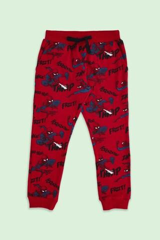 red printed full length casual boys regular fit track pants