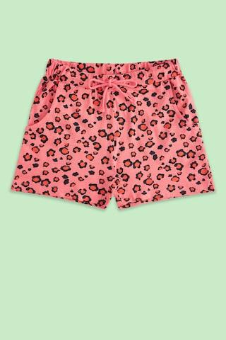 red printed knee length casual girls regular fit shorts