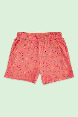 red printed knee length casual girls regular fit shorts