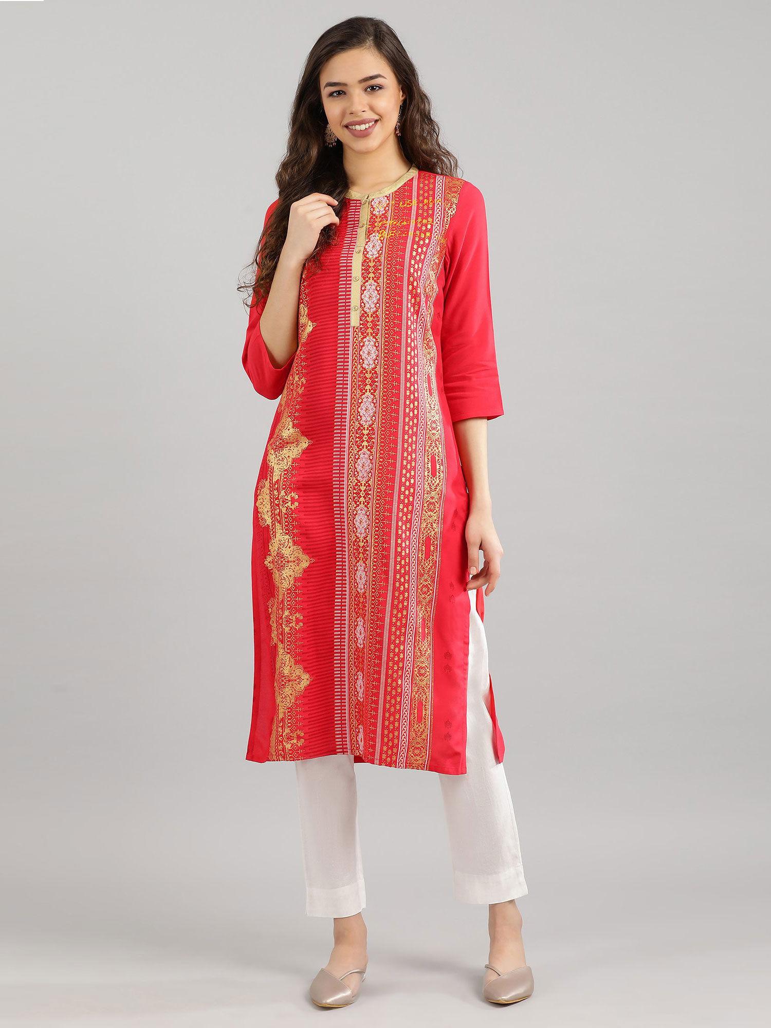 red printed kurta