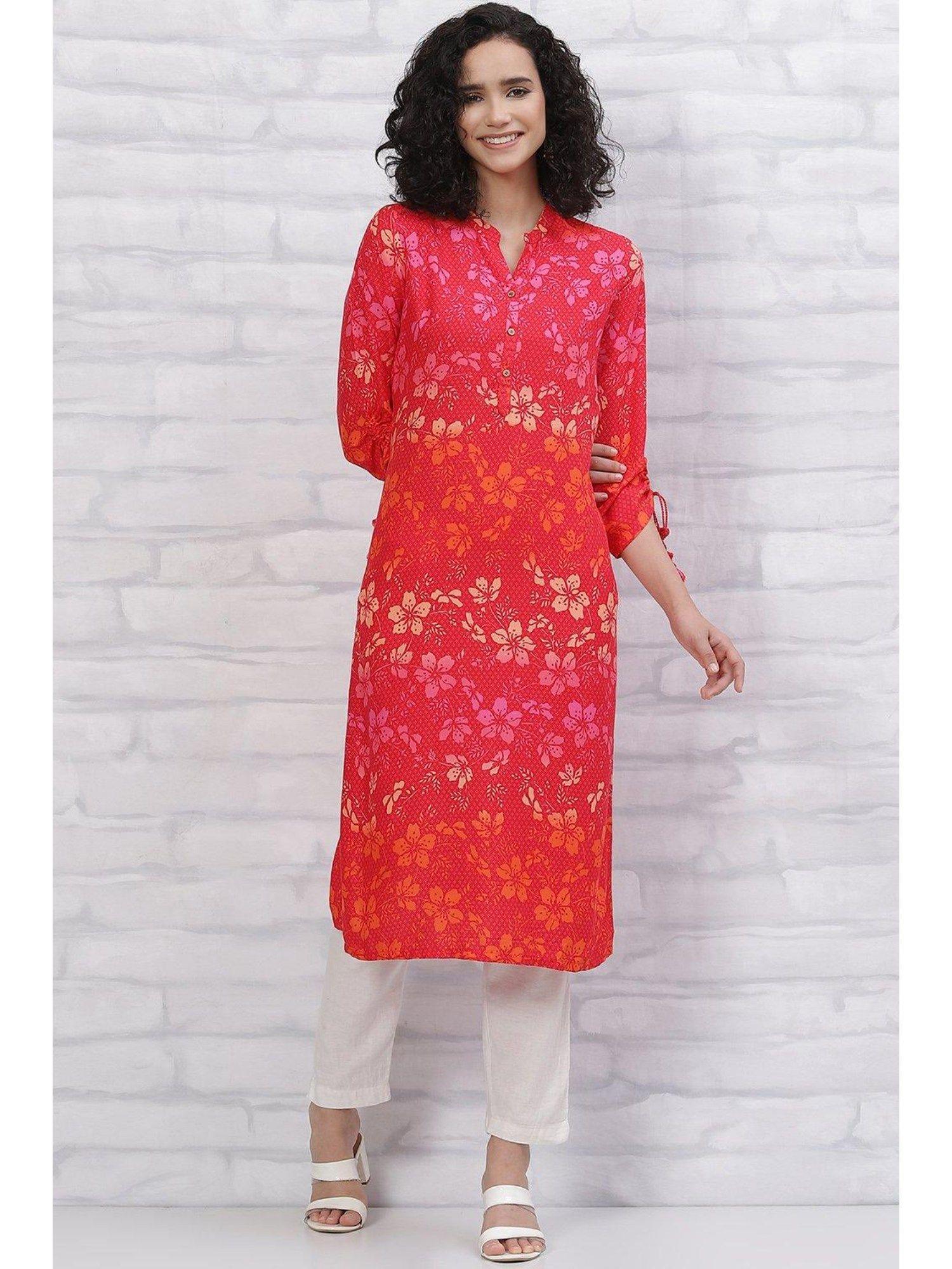 red printed kurta