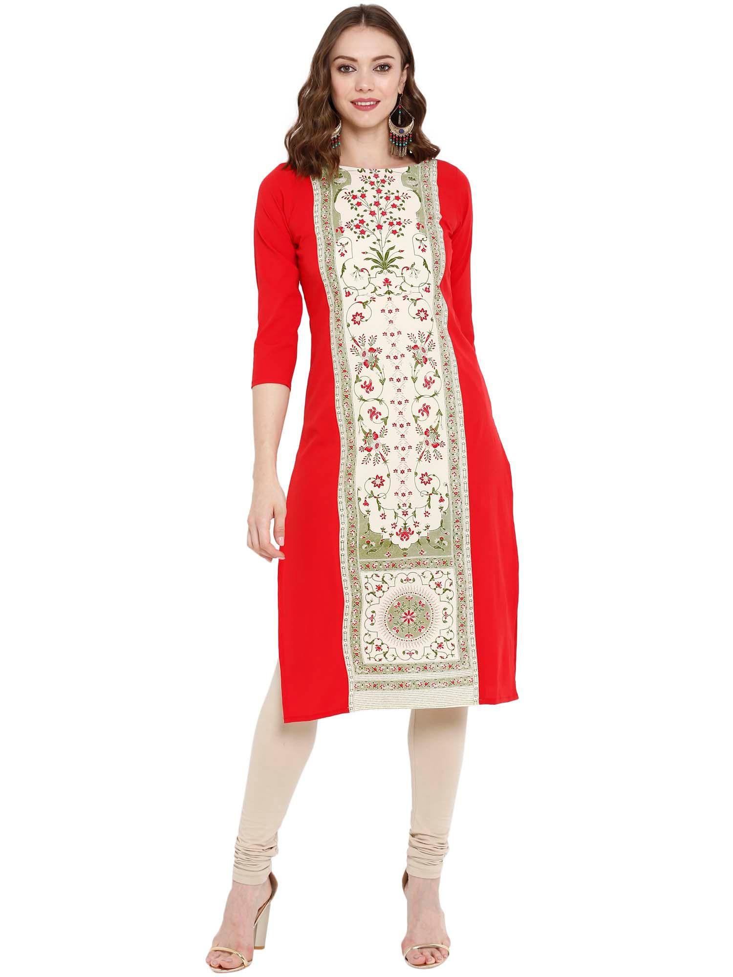 red printed kurta