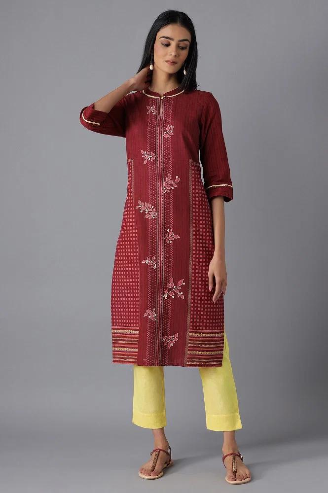 red printed kurta