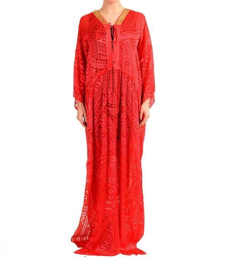 red printed maxi dress