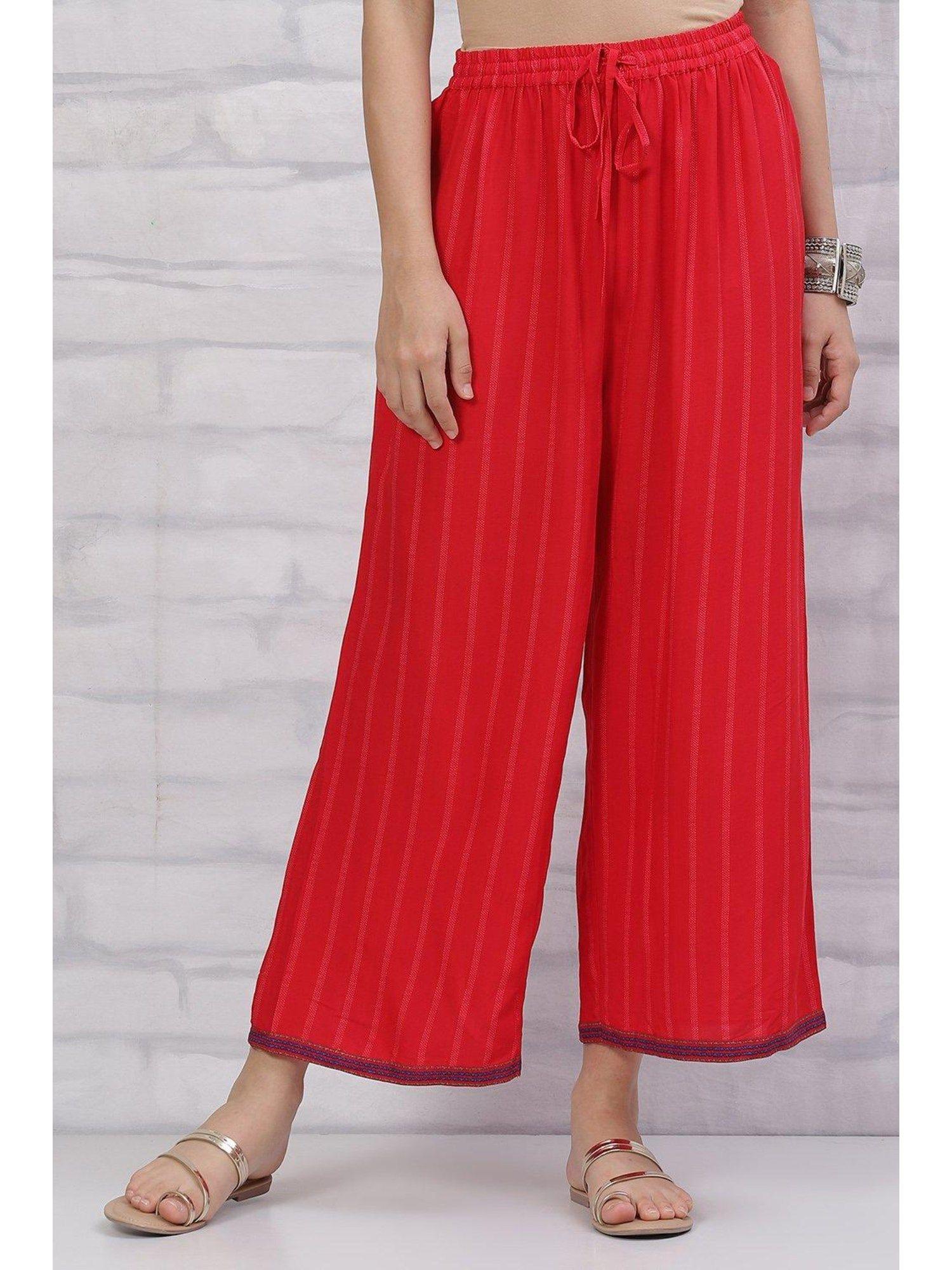 red printed palazzos