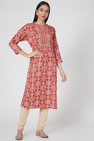red printed tunic