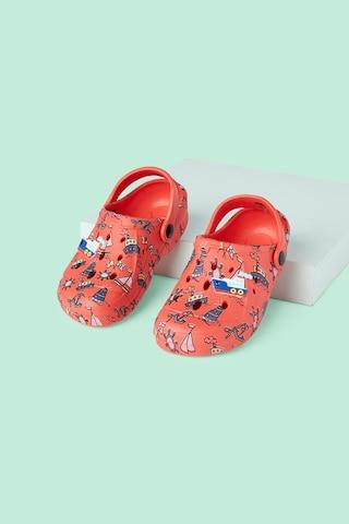 red printeded casual boys clog shoes