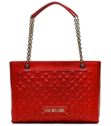 red quilted large tote