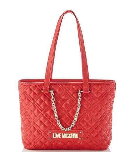 red quilted small tote