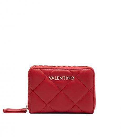 red quilted wallet