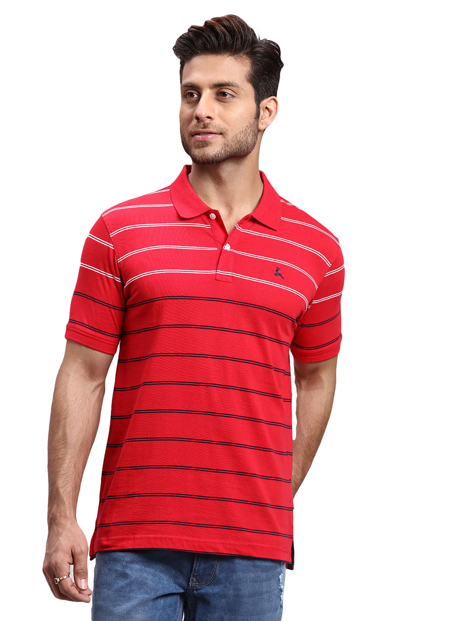 red regular fit dyed polo t-shirt