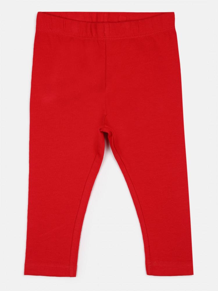red regular fit solid leggings