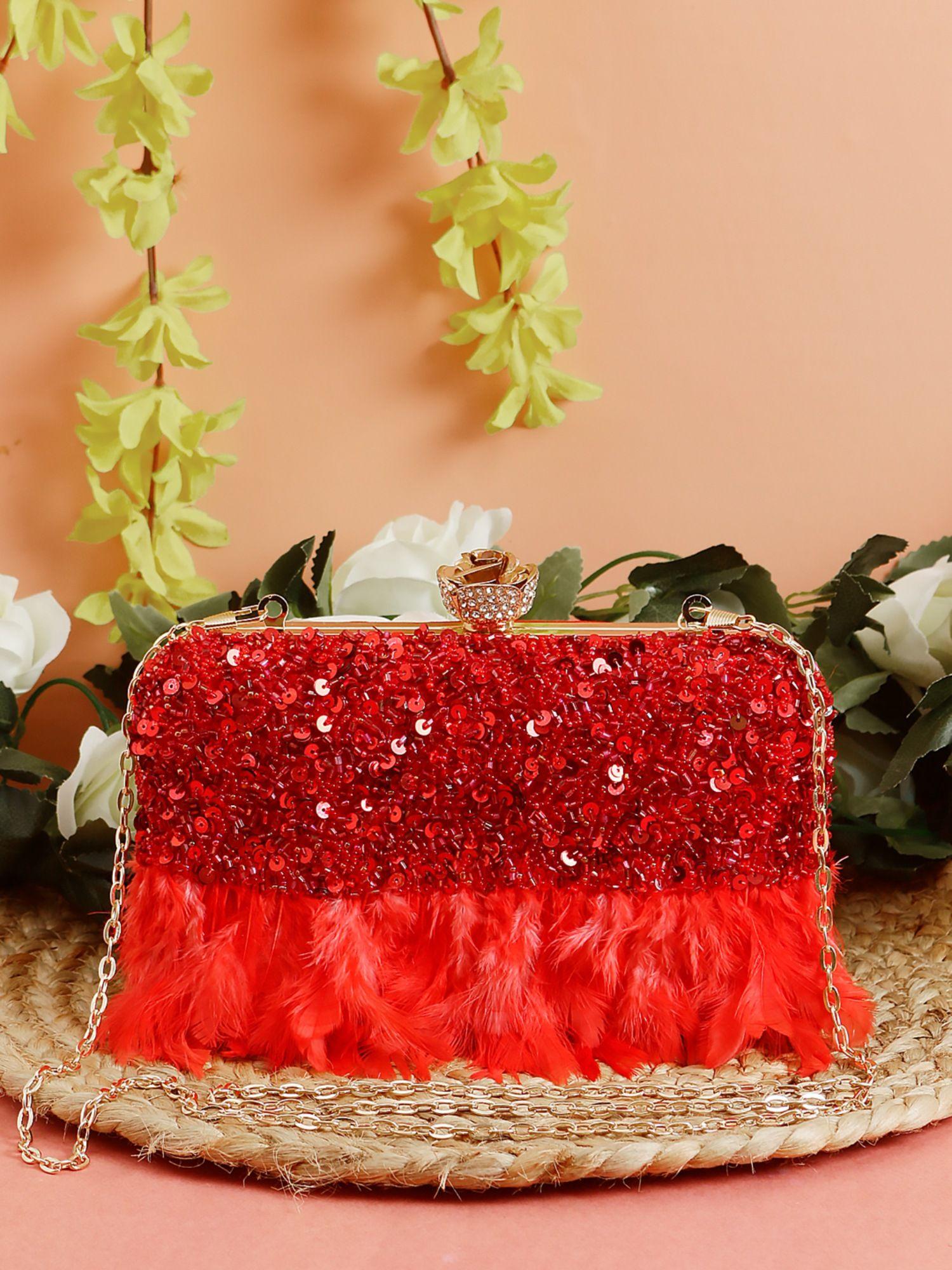 red satin clutches swis-806