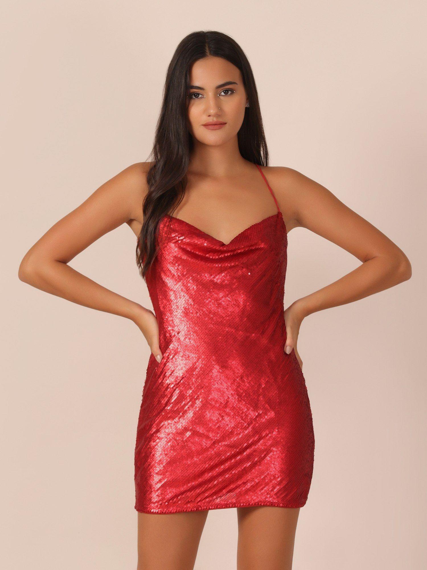 red sequin dress