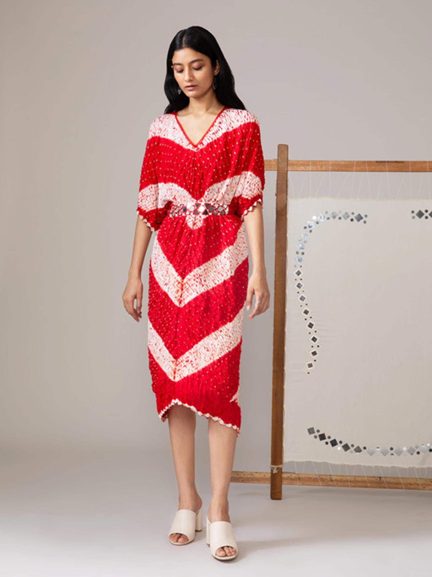 red shibori kaftan