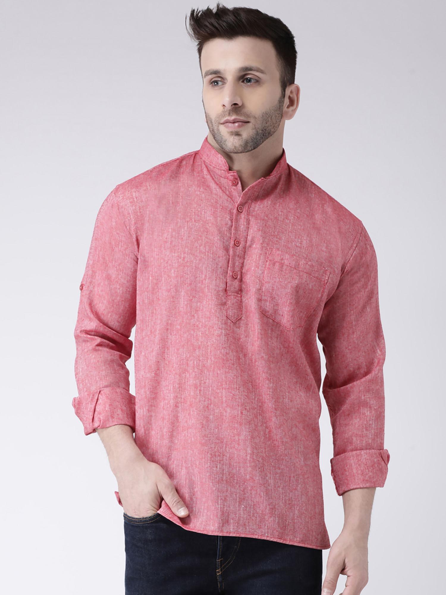 red short shirt style kurta