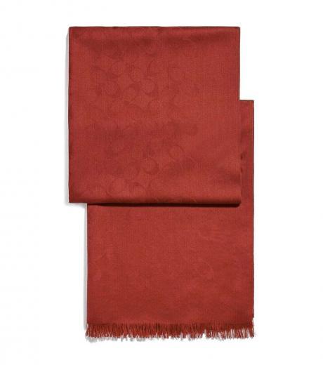 red signature wrap scarf