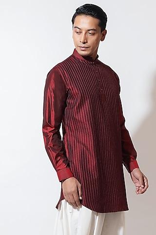 red silk pathani kurta