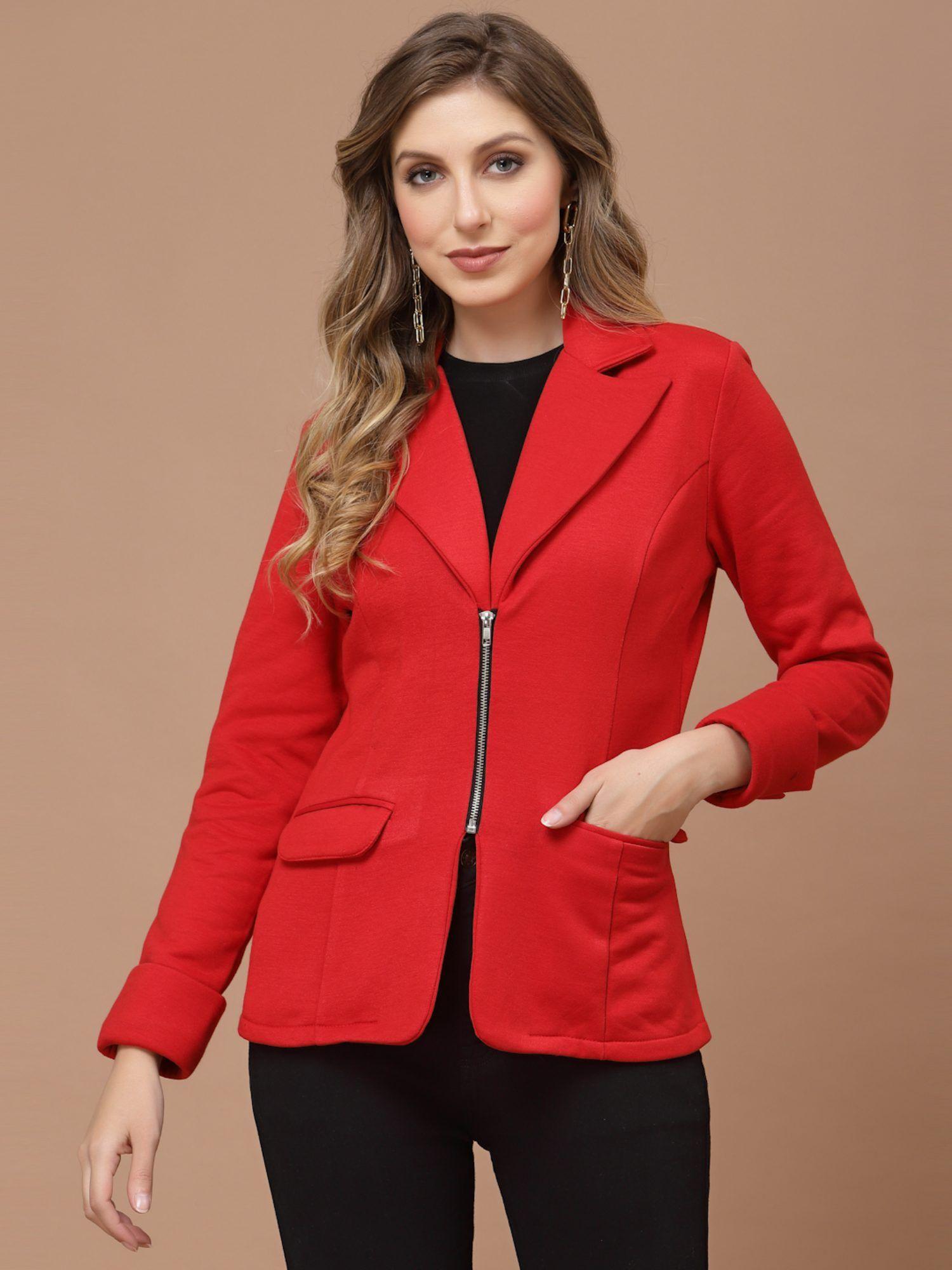 red single breasted blazer