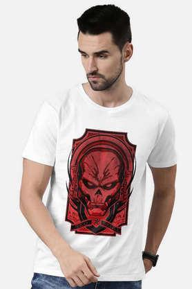 red skull saga round neck mens t-shirt - white