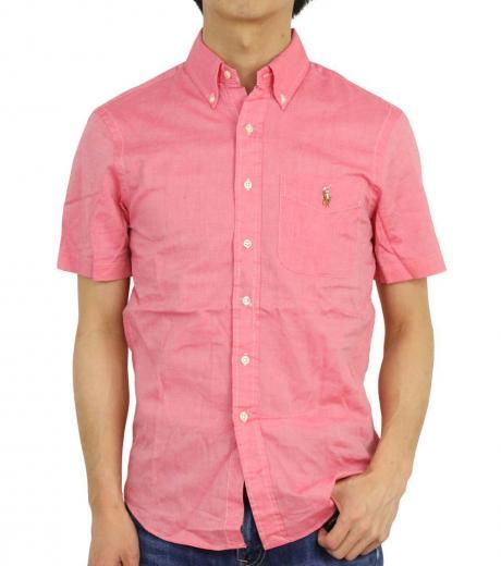red slim fit chambray shirt