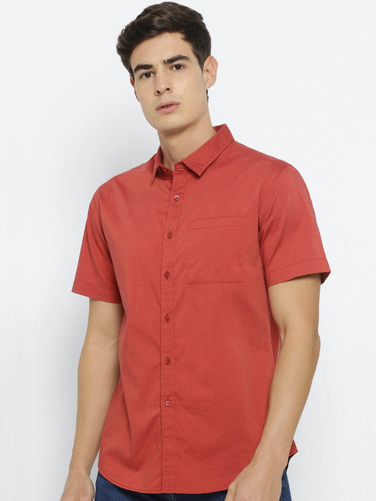 red slim fit shirt