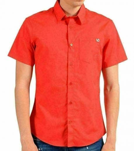 red slim short sleeve casual shirt