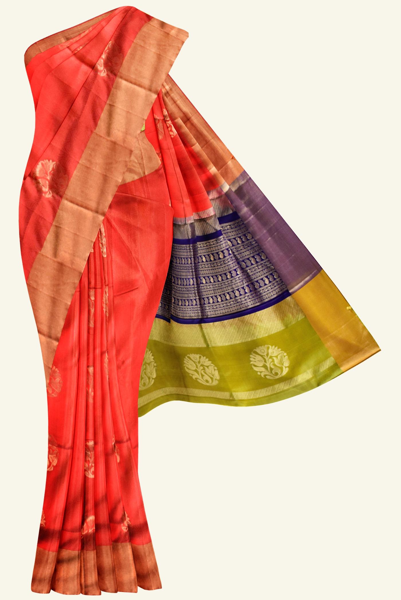 red soft uppada handloom silk saree