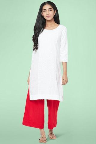red solid ankle-length casual women regular fit palazzo