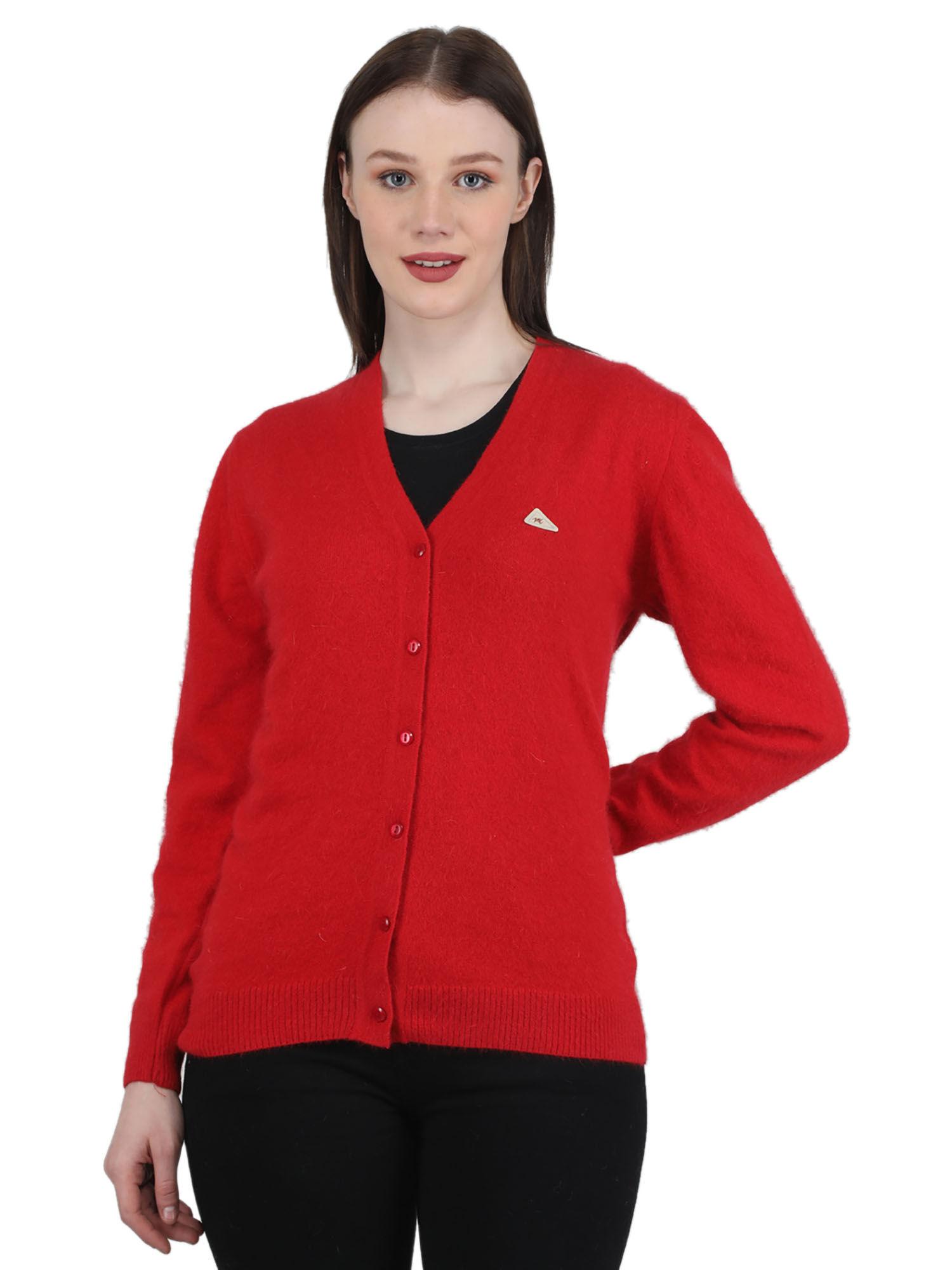 red solid cardigan