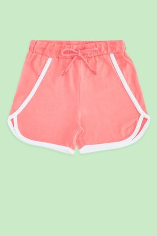 red solid casual girls regular fit shorts