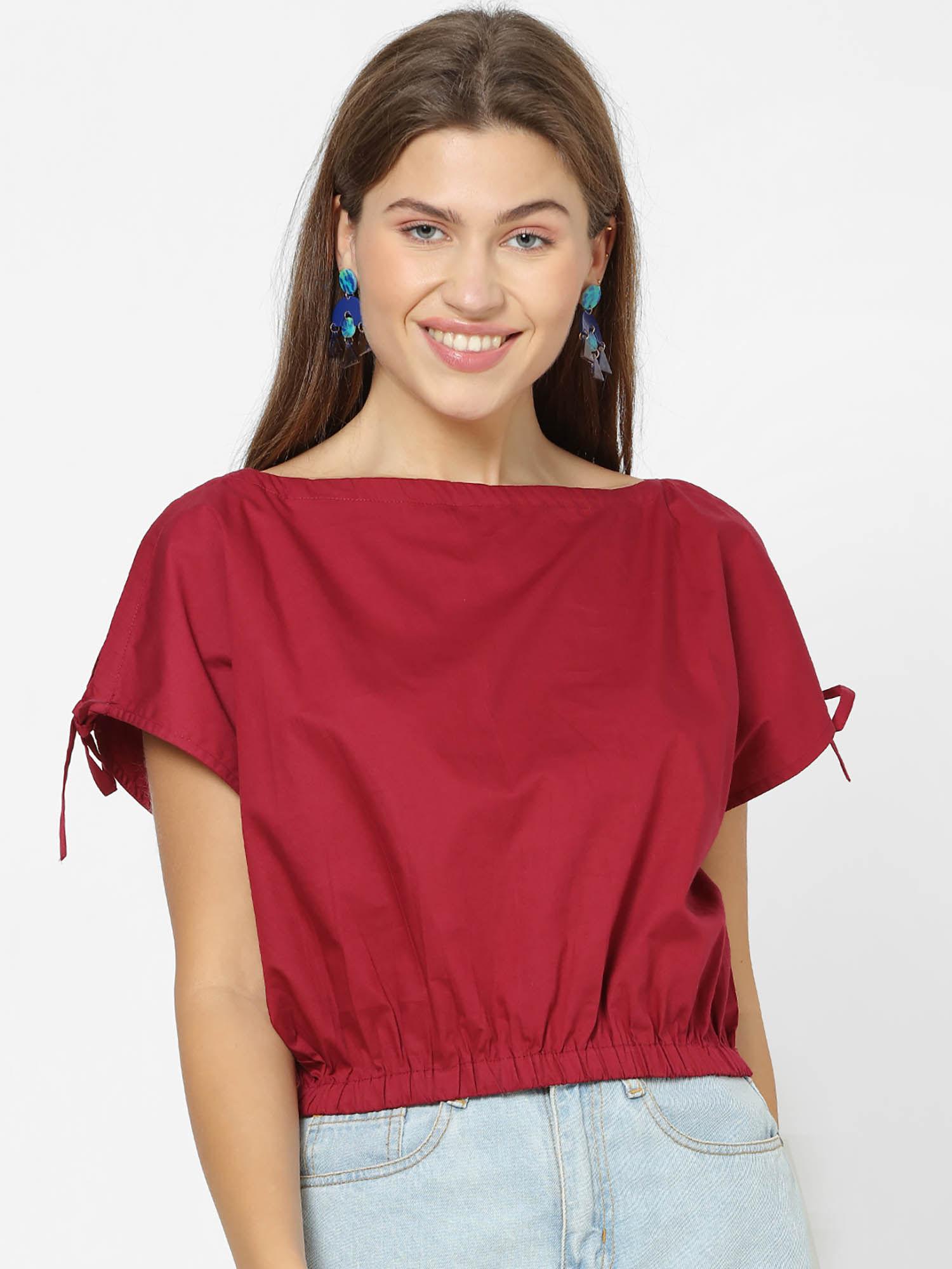 red solid crop top