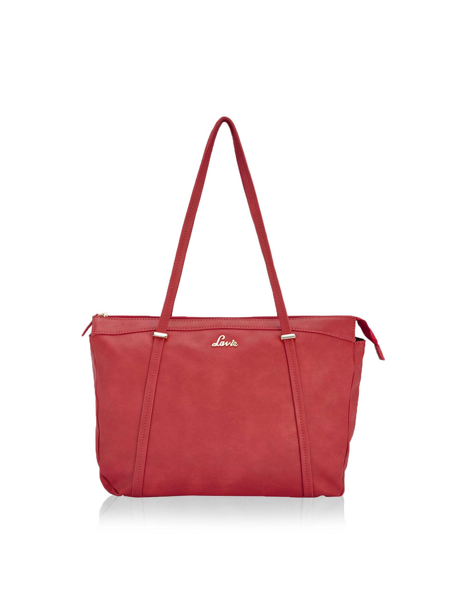 red solid handbag