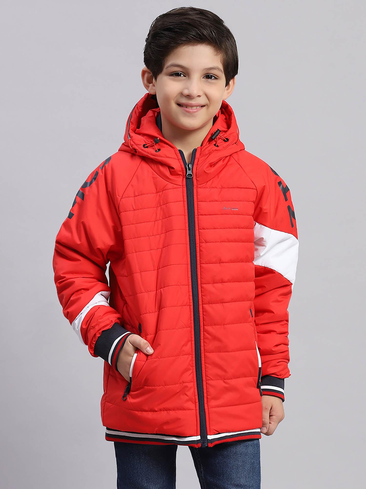 red solid hood jacket