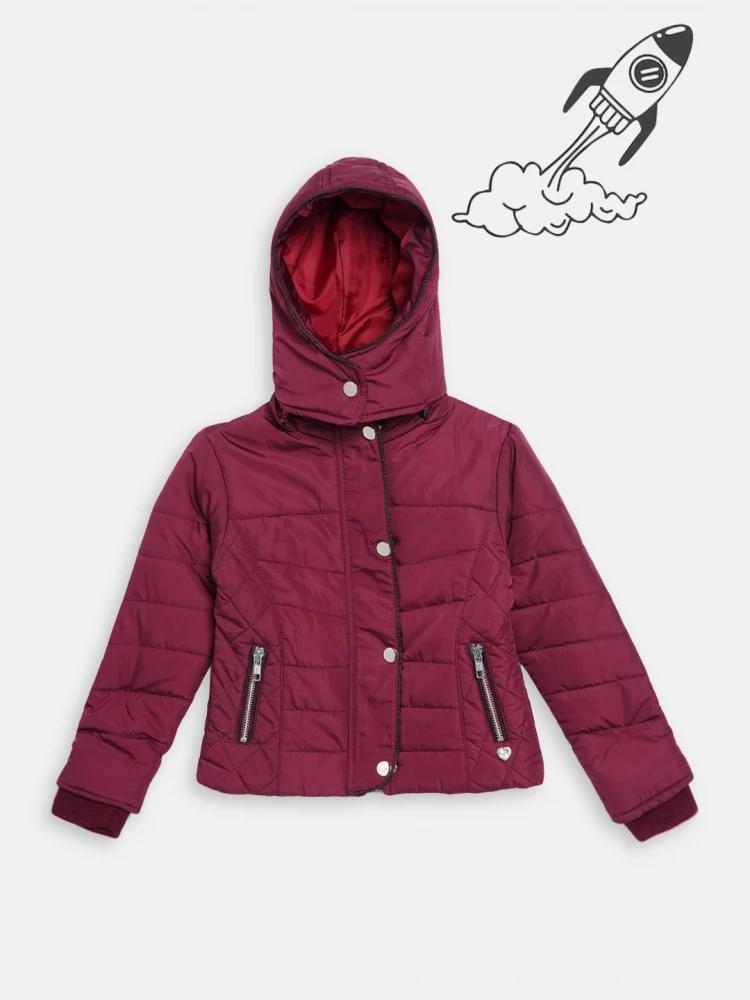 red solid hooded jacket