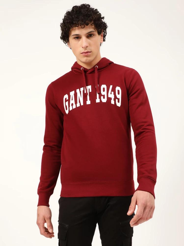 red solid hooded sweatshirt