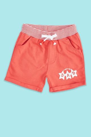 red solid knee length casual baby regular fit shorts