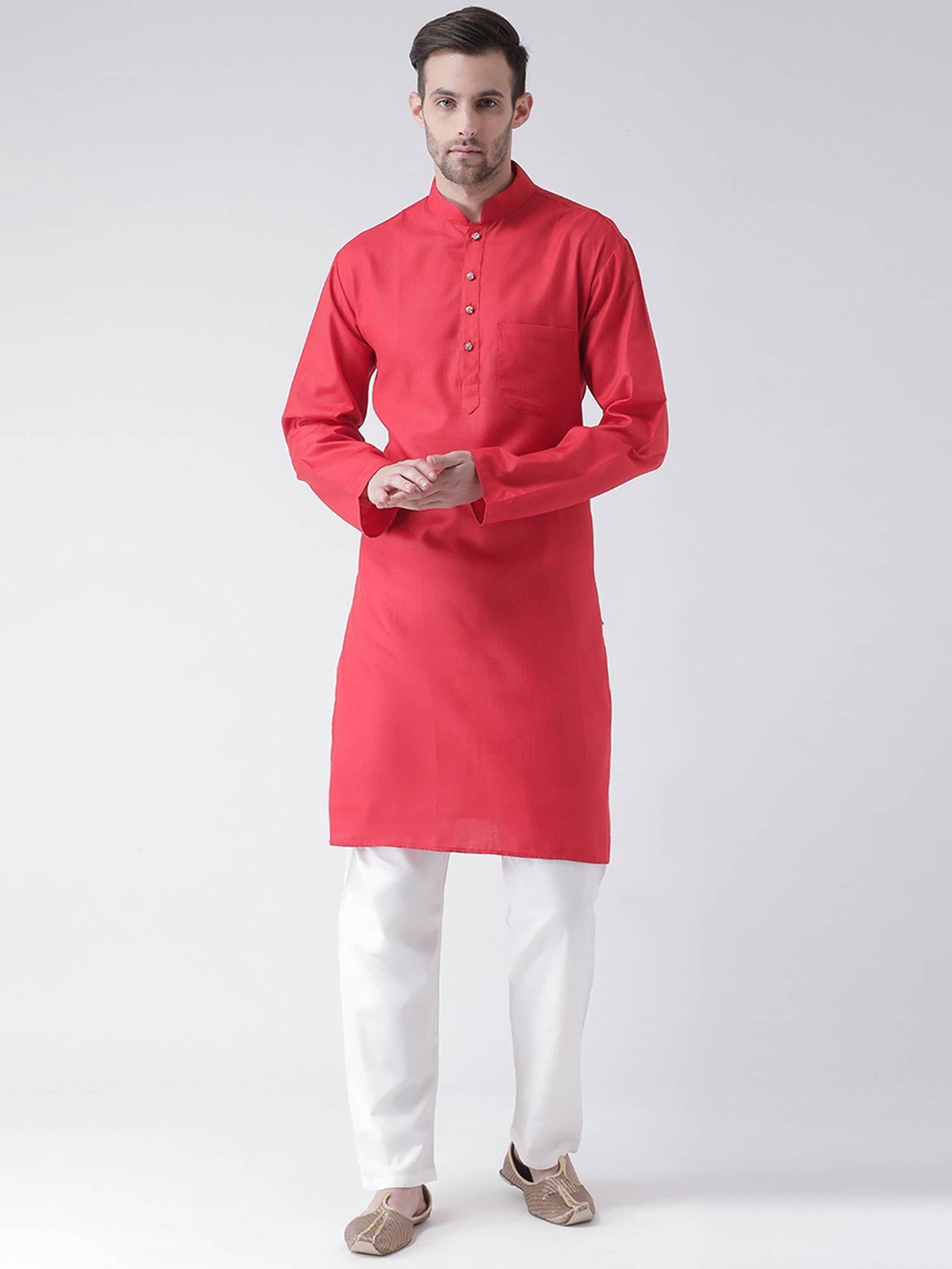 red solid kurta (set of 2)