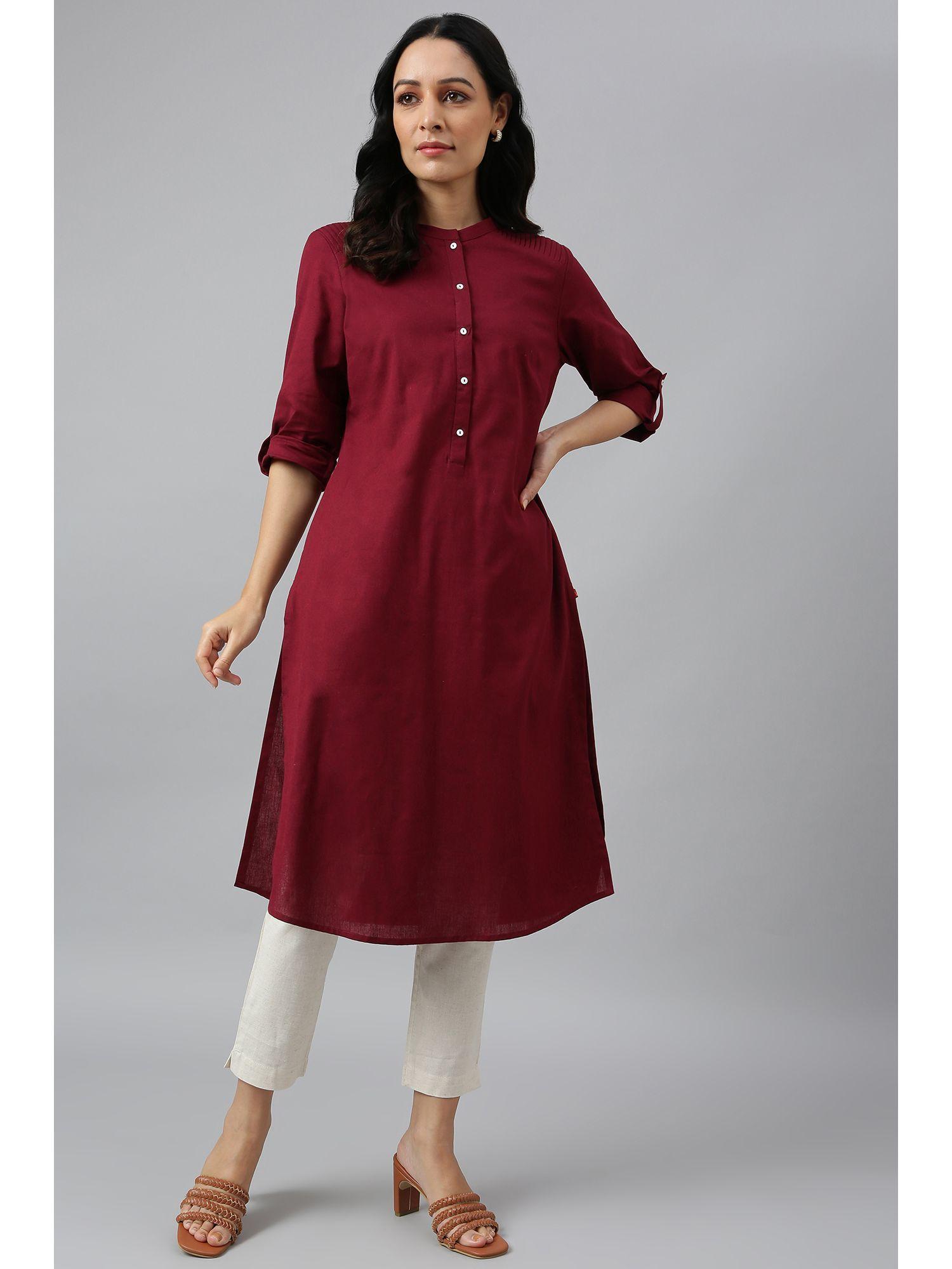 red solid kurta