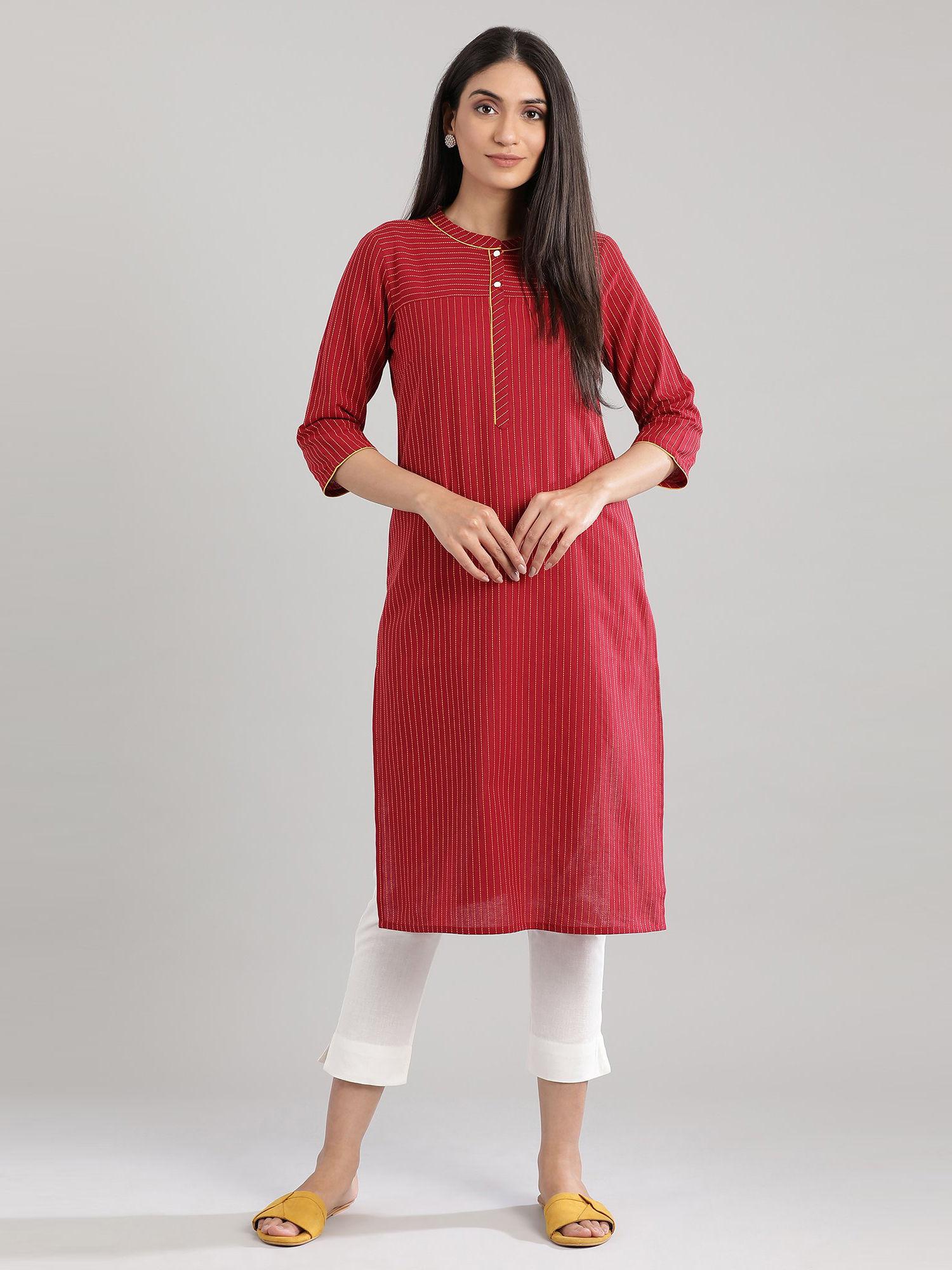 red solid kurta