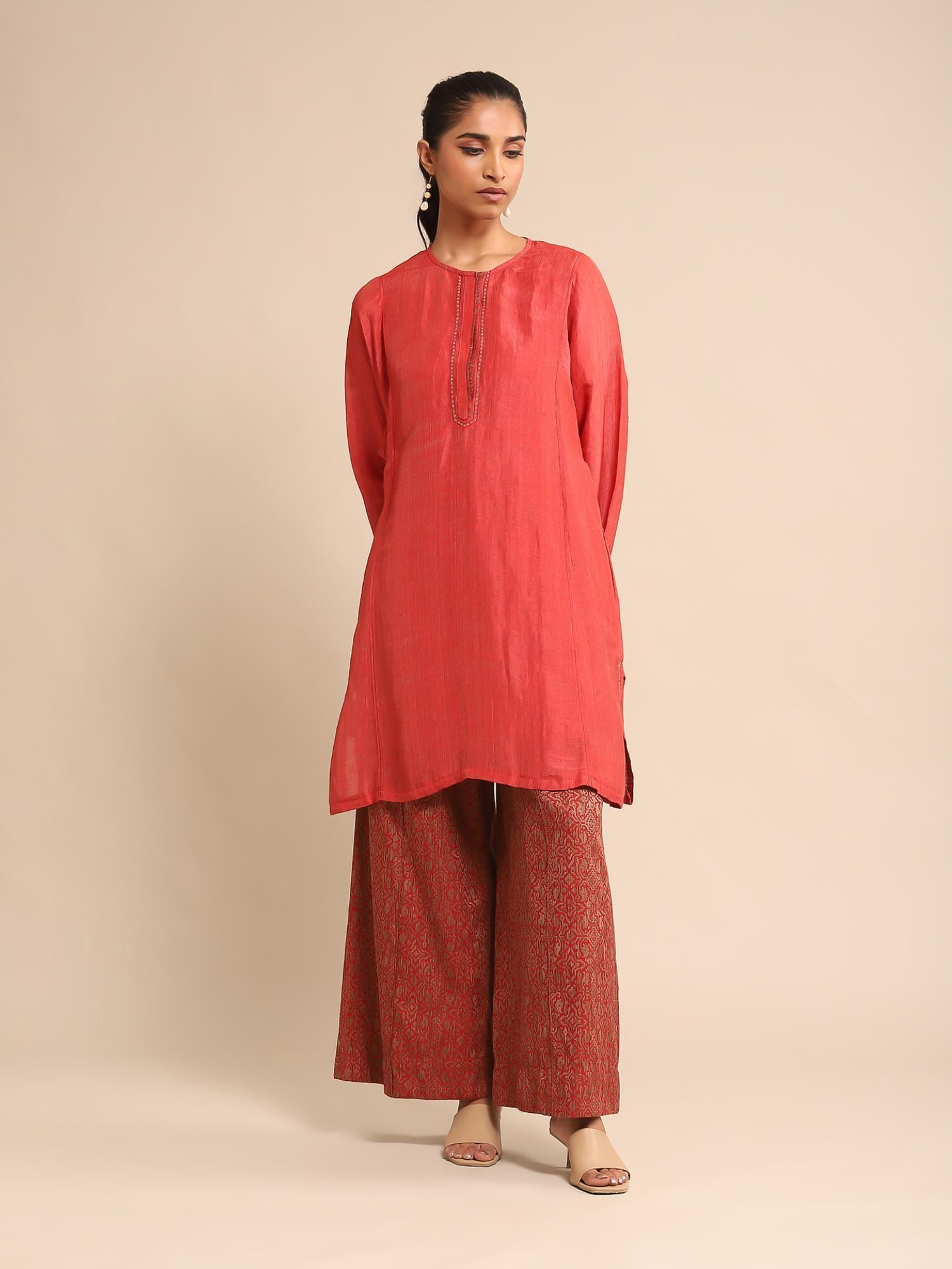 red solid kurta