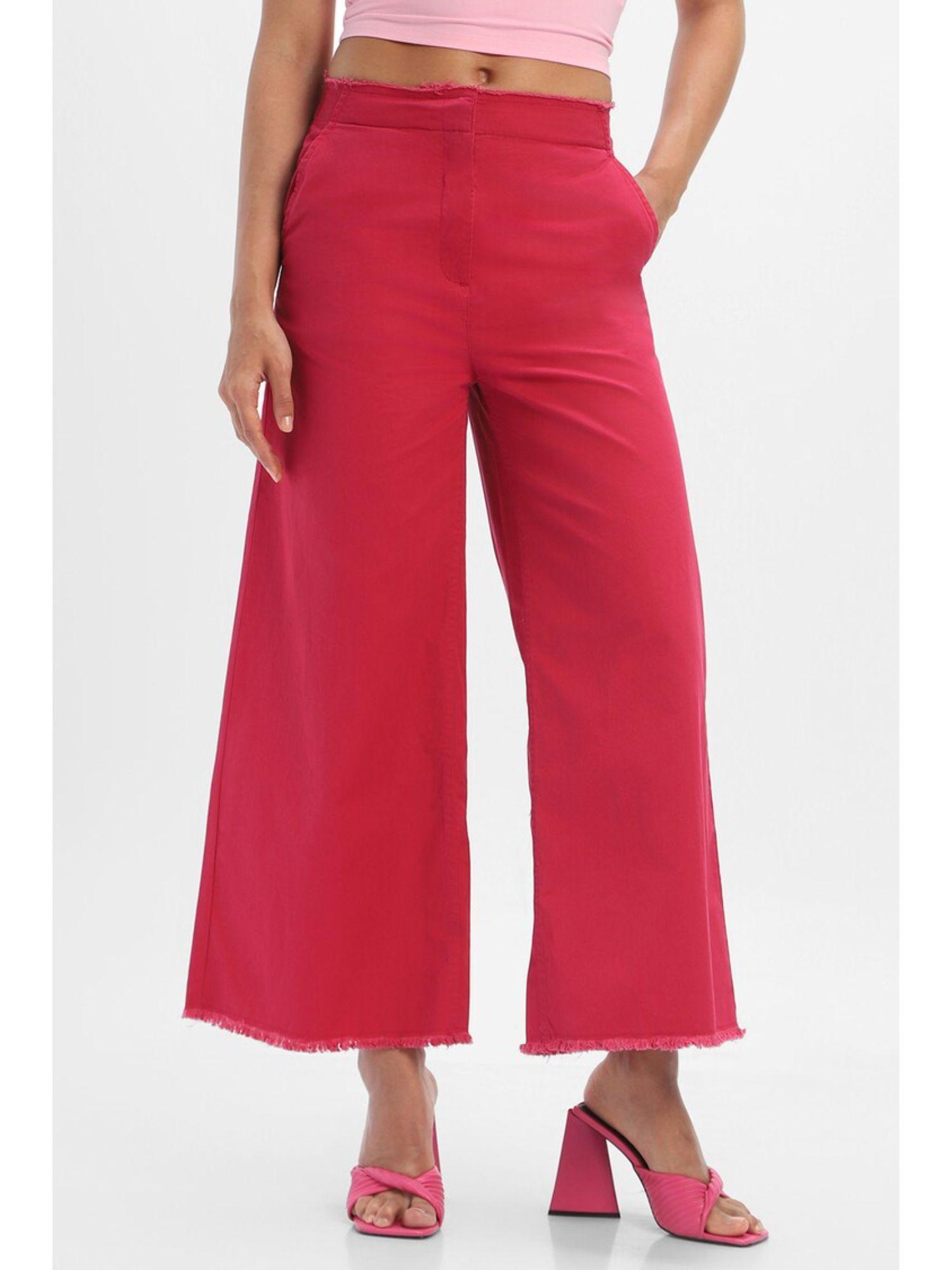 red solid pants