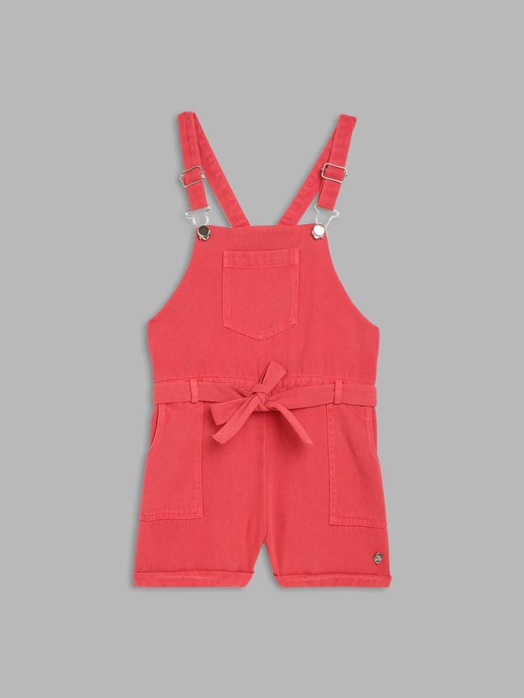 red solid playsuit